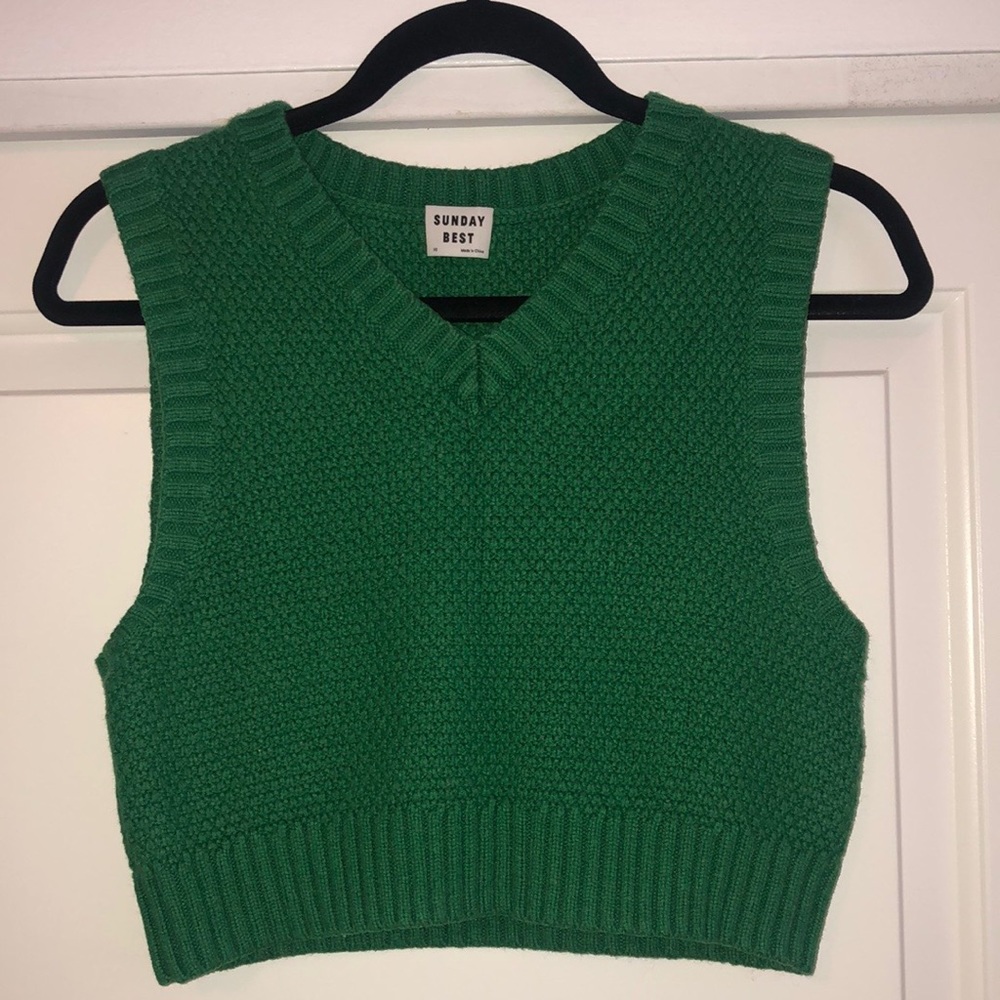 Artizia’s Sunday Best collection, Green Cropped Sweater Vest, size XS